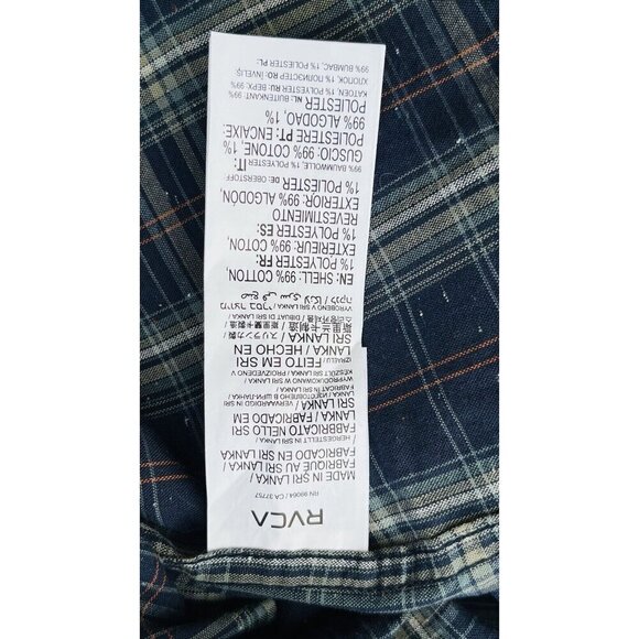 New RVCA Pearl Snap Flannel Plaid Long Sleeve Button Up Shirt Mens Sz Small NWT - Picture 10 of 16